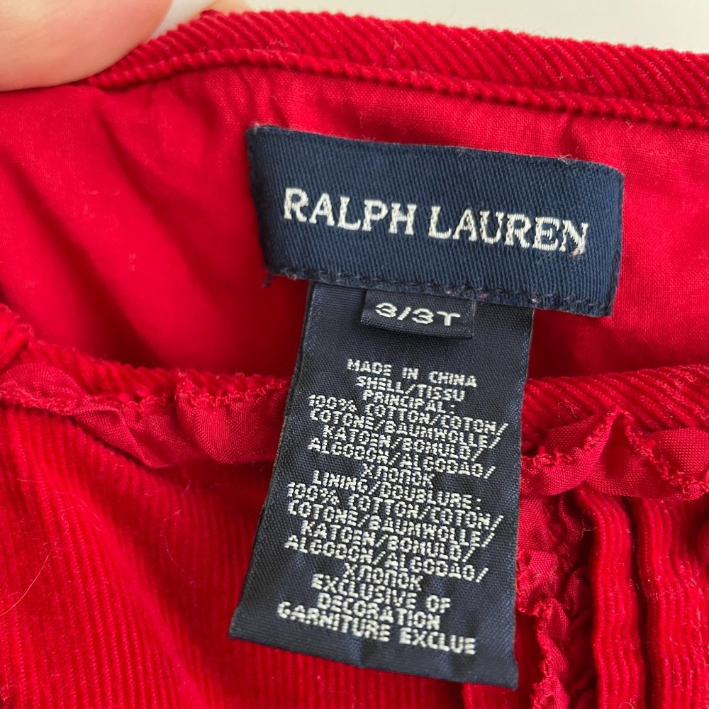 Bright Red Corduroy Ralph Lauren Dress 3T